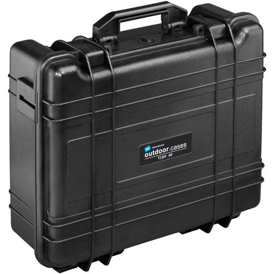Obrázek TYP 61 – Černý vodotěsný kufr bez výplně – prázdný s bezpečnostním uzavíráním.