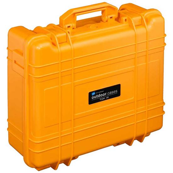 Obrázek TYP 61 – Oranžový vodotěsný kufr bez výplně – prázdný s bezpečnostním uzavíráním.