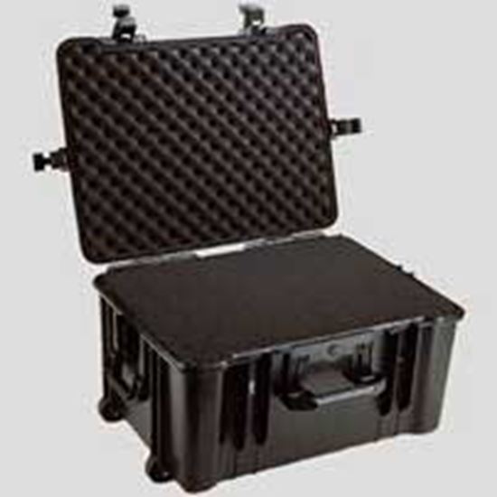 Obrázek Typ 66 – Černý vodotěsný kufr s kolečky vč. pěnové vložky s bezpečnostním uzavíráním.